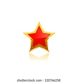Gold star on white background. Vector