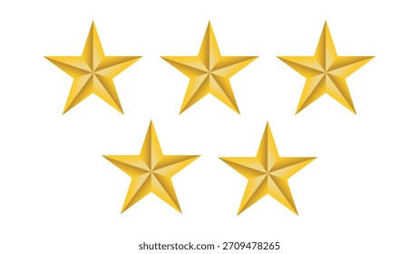 Gold star on white background. Vector Icon.