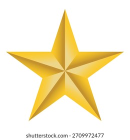Gold star on white background. Vector Icon.