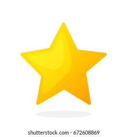 Gold star on white background. Vector illustration in flat style. Favorite symbol. Weather symbol