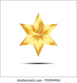 Gold star on white background. Vector illustration