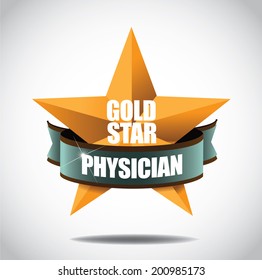 Gold star physician icon symbol. EPS 10 vector, grouped for easy editing. No open shape or paths.