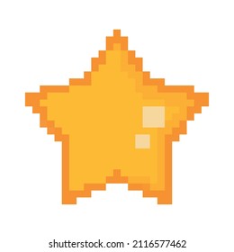 gold star pixel icon flat