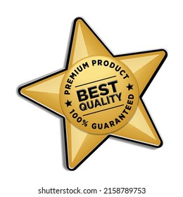 Gold Star Qualitätsgarantie. Vektorgrafik einzeln auf transparentem Hintergrund 
