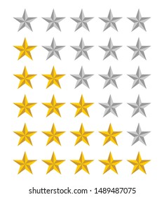 Gold star rating icons vector for online shop and marketplace