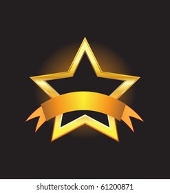 Gold Star With Ribbon