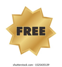 Gold Star Seal. Free Banner Sticker For Advertising. Add Medal Banner.