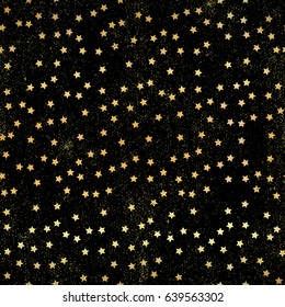 Gold star seamless pattern. Holiday background, seamless pattern with stars. Vector illustration. Vector texture. Seamless geometric pattern. Vector seamless pattern.