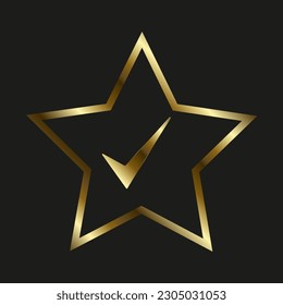 Image sélectionnée par l'étoile d'or en couleur dorée utilisée dans les icônes d'évaluation de la qualité, symboles pour le symbole d'évaluation