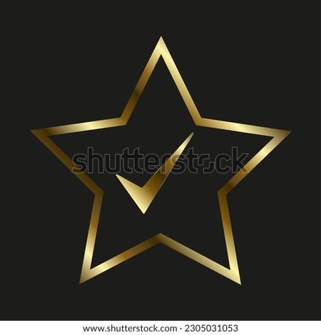 Gold star selected frame in golden color used in quality rating icons, symbols for rating symbol