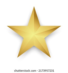gold star with shadow isolated on white background for festive graphic design decoration