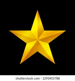 gold star shape isolated on black background, golden star icon, gold star logo, image of golden star symbol for graphic element of decorate embellish design (vector)