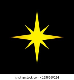 gold star shape isolated on black background, golden star icon, gold star logo, image of golden star symbol for graphic element of decorate embellish design