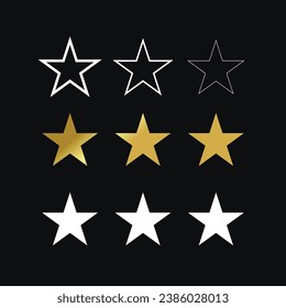 Gold star shape isolated on white background, golden star icon, gold star logo