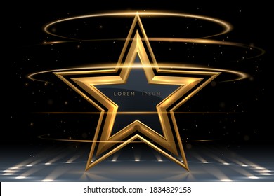 Gold star shape with light effect