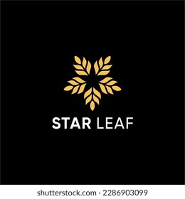 Gold star shaped leaf illustration logo. elegant, modern, clean and can be used in all kinds of businesses
