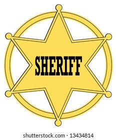 Gold Star Sheriff Badge From The Old West - Vector