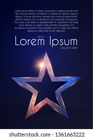 Gold Star Sign with Glitter and Light Effect. Win and Achieve. Luxury Design. Vector illustration