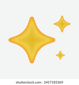 Emoji de estrella dorada. Lindo objeto en forma de estrella brillante. Elemento mágico. Confeti de fiesta con estrella y cinta serpentina. icono brillante. símbolo de brillo aislado sobre fondo blanco. Ilustración vectorial 3d