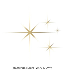 Gold Star sparkle icon. Futuristic shapes. Golden Christmas stars icons. Flashes from fireworks