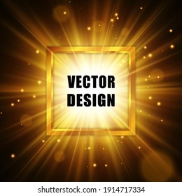 Gold star with sparkles. Abstract explosion. Vector glow light effect.