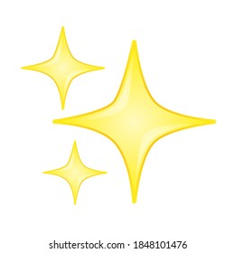 Gold Star Sparkles Emoji Icon Object Symbol Gradient Vector Art Design Cartoon Isolated Background.