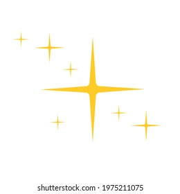 Gold star sparkles icon. Twinkle lights isolated on white background. Bright glowing flash effect. Dazzling shine sign. Vector flat illustration.