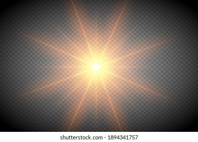 Goldstar mit Funkeln. Vektortransparenter Lichteffekt.