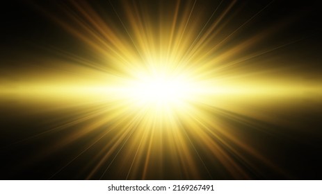 Gold star, sun burst. Golden glitter light effect. Vector illustration