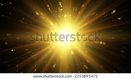 Gold star or sun. Explosion effect. Vector light effect