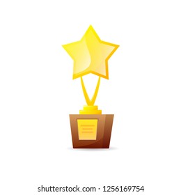 Gold star trophy award icon. Clipart image isolated on white background