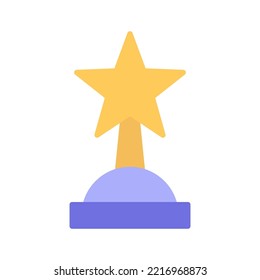 Gold Star Trophy Icon. Star Trophy Award Icon, Pictogram. Vector Illustration, Isolated On A White Background.