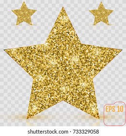 Gold star vector banner. Gold glitter. Template , card, vip, exclusive, certificate, gift luxury privilege voucher store present shopping