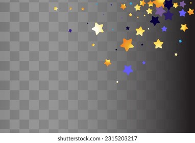 Gold Star Vector Black Transparent Background. Luxurious Splash Effect Texture. Confetti Golden Banner. Swirl Isolated Card.