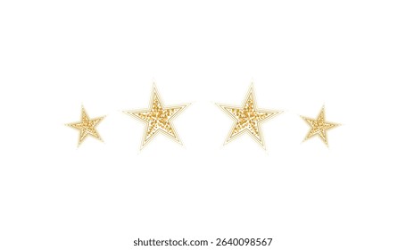 Gold Star Vector Collection Outline with Confetti Fill Elegant Design on White Background