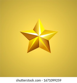  Gold star vector illustration on gold  background.