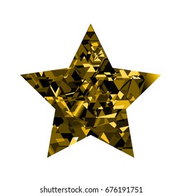 Gold star. Vector illustration. Gold Star is polygon isolated on white background.