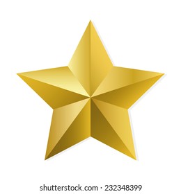 Gold star. Vector, isolated object on white background
