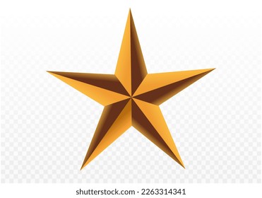 Vector estrella de oro aislado en fondo transparente. 