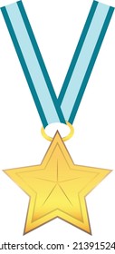 Gold Star Vector Medal with Colorful Stripes