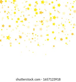 Gold Star Vector. Shine confetti pattern. Falling golden stars. Simple background. Eps10.