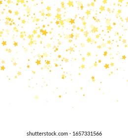 Gold Star Vector. Shine confetti pattern. Falling golden stars. Simple background. Eps10.