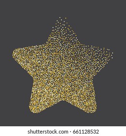 Gold Star vector. Shiny Golden star icon on black background. For banners, artwork, card,  postcards, holiday. Vector illustration EPS10.