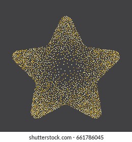 Gold Star vector. Shiny Golden star icon on black background. For banners, artwork, card,  postcards, holiday. Vector illustration EPS10. Square card and frame.