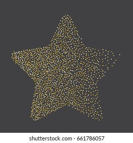 Gold Star vector. Shiny Golden star icon on black background. For banners, artwork, card,  postcards, holiday. Vector illustration EPS10. Square card and frame.