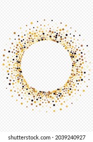 Gold Star Vector Transparent Background. Shiny Xmas Glitter Template. Glow Effect Texture.  Gilded Party Shine Pattern.