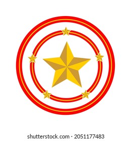 gold star vector, two red circle lines 