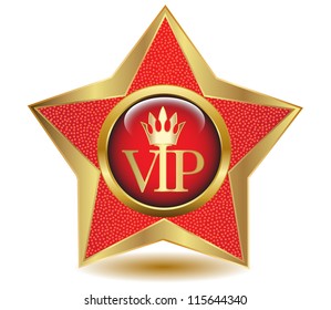 Gold star VIP icon. Vector