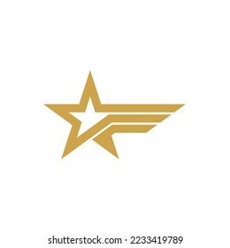 Plantilla de logotipo de estrella de oro y alas