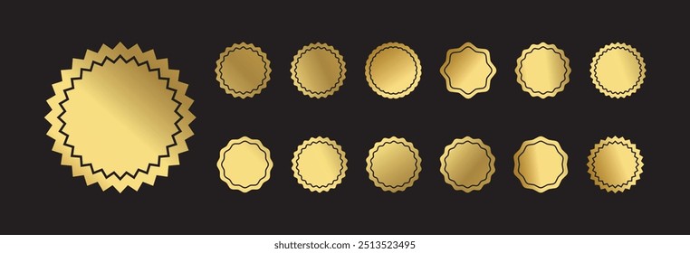 Ilustración de diseño de Vector de símbolo de insignias de estallido estelar de oro